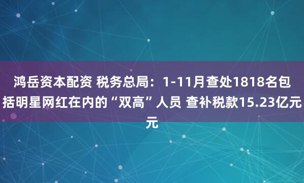 鸿岳资本配资 税务总局：1-11月查处1818名包括明星网红在内的“双高”人员 查补税款15.23亿元