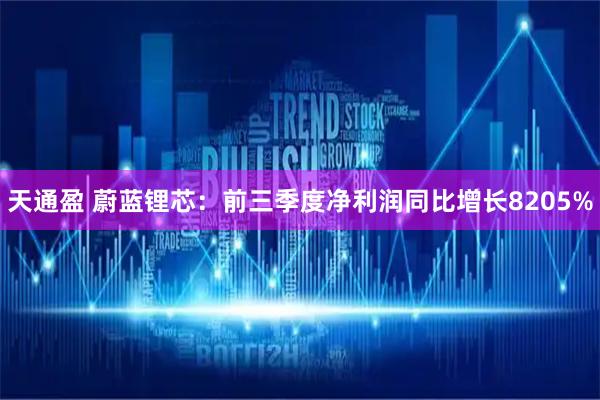 天通盈 蔚蓝锂芯：前三季度净利润同比增长8205%